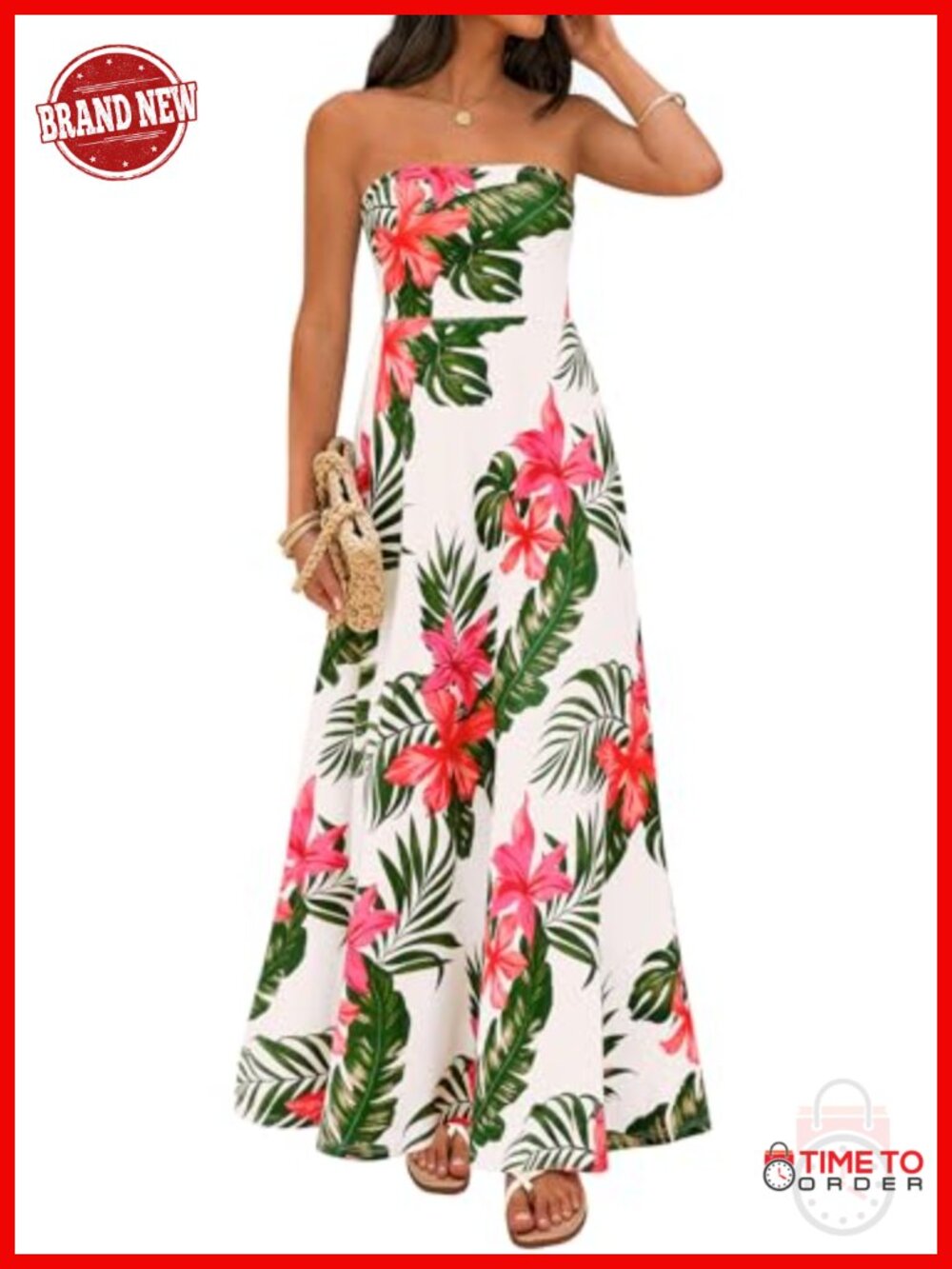 PRETTYGARDEN Women's Sleeveless Floral Maxi Dress Strapless Tube Top Flowy